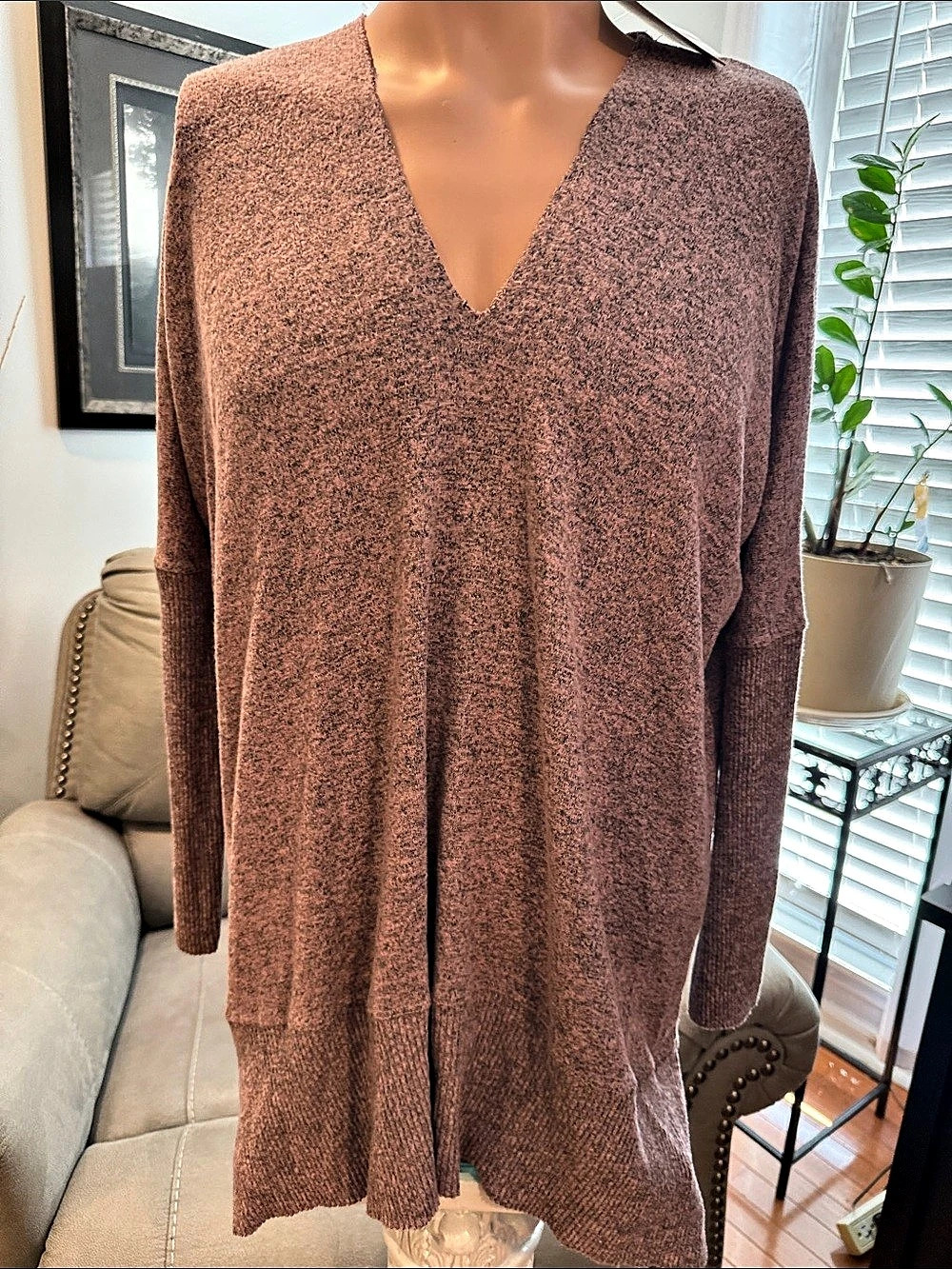 Fall Feels V-Neck Loose Sweater in Pink Size Small NWT